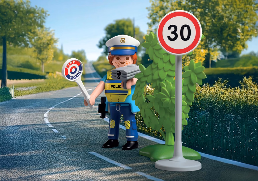 Polis med hastighetsmätare